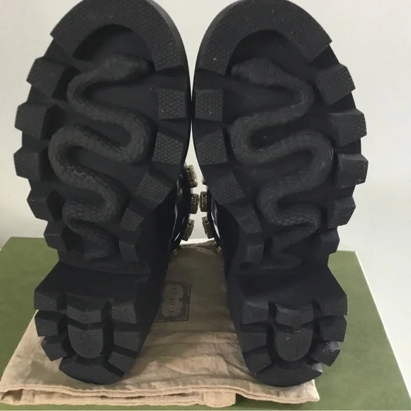 Gucci Leather Boots with Crystal  And GG Logo Ankle Belt - Picture 10 of 16